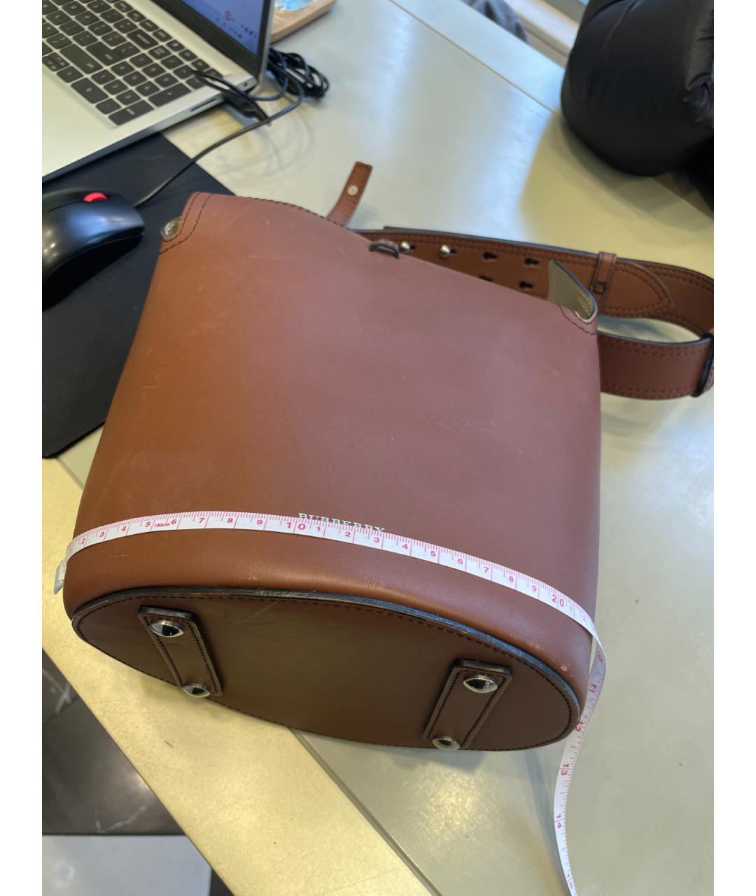 BURBERRY Коричневая кожаная сумка через плечо, фото 8