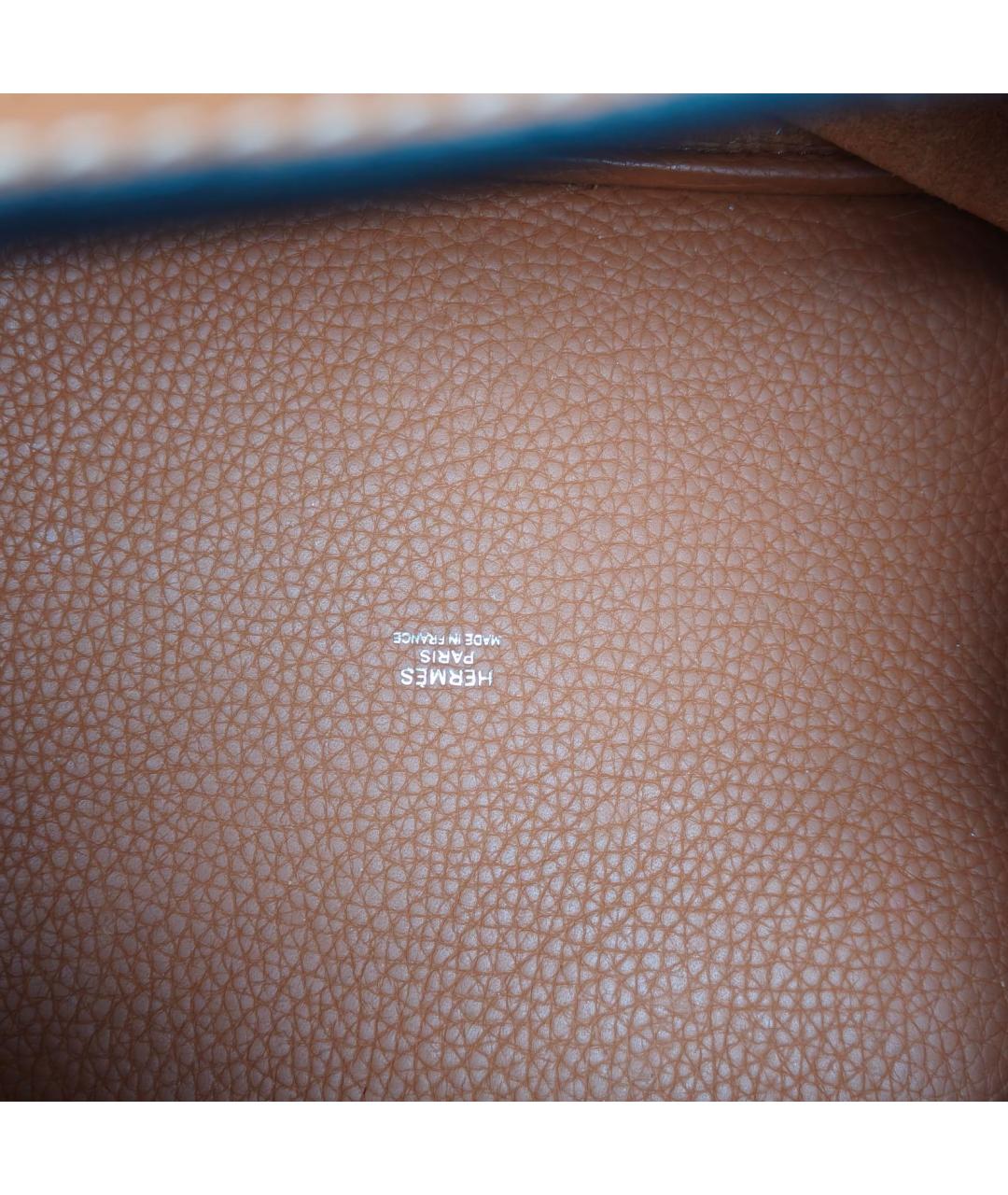 HERMES Оранжевая кожаная сумка с короткими ручками, фото 5