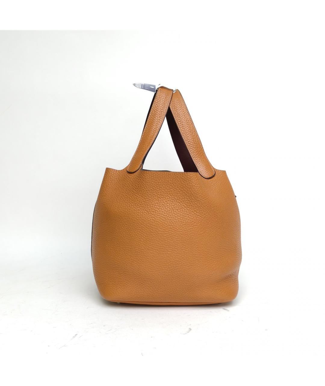 HERMES Оранжевая кожаная сумка с короткими ручками, фото 3