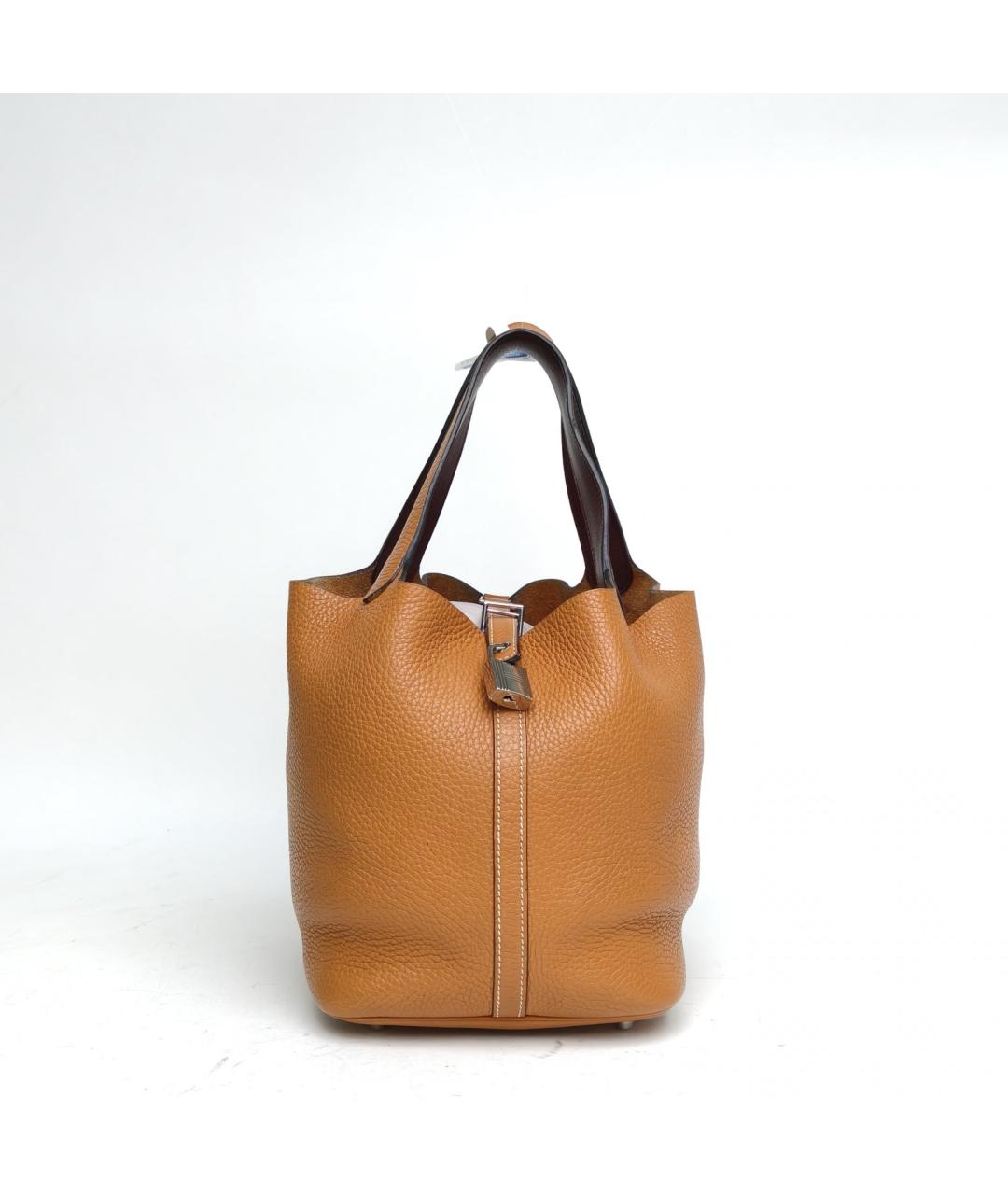 HERMES Оранжевая кожаная сумка с короткими ручками, фото 2