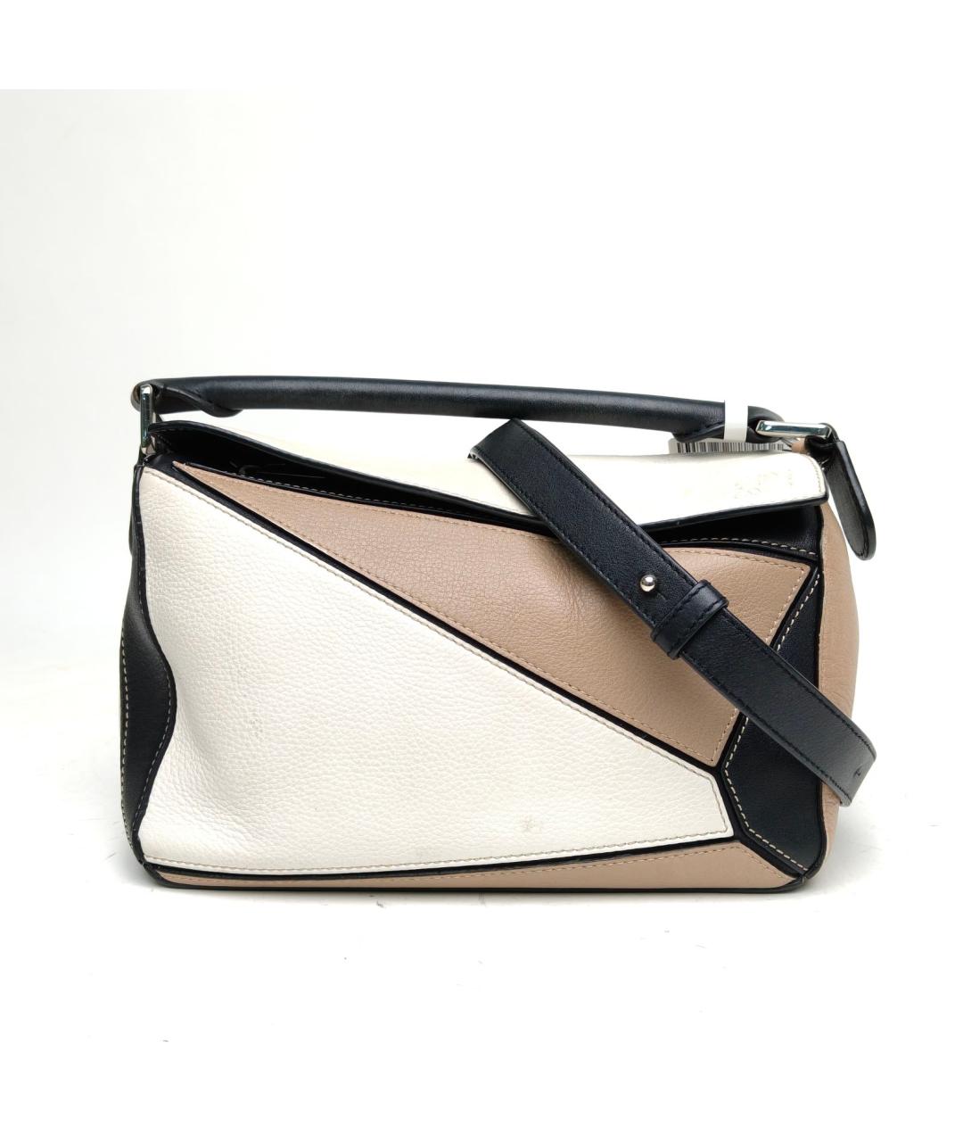 LOEWE Бежевая кожаная сумка с короткими ручками, фото 4