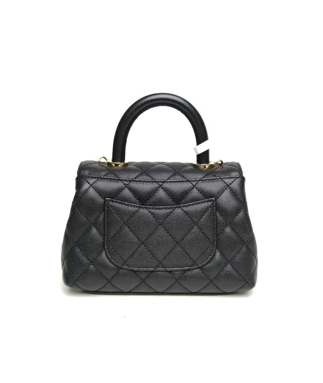 CHANEL Черная кожаная сумка с короткими ручками, фото 4