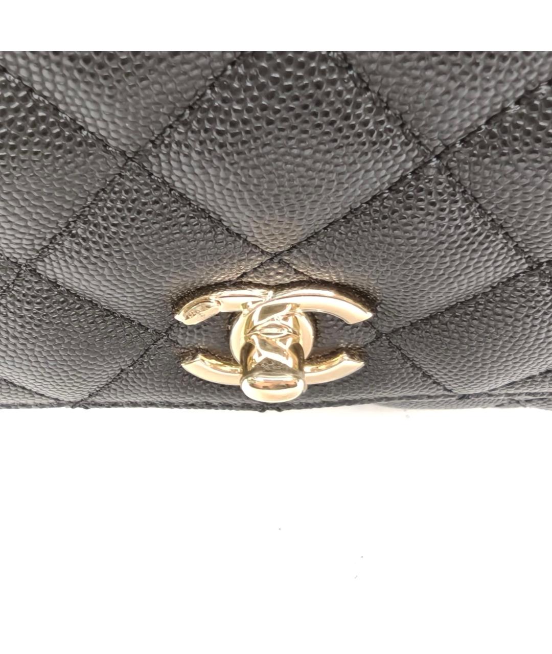 CHANEL Черная кожаная сумка с короткими ручками, фото 7