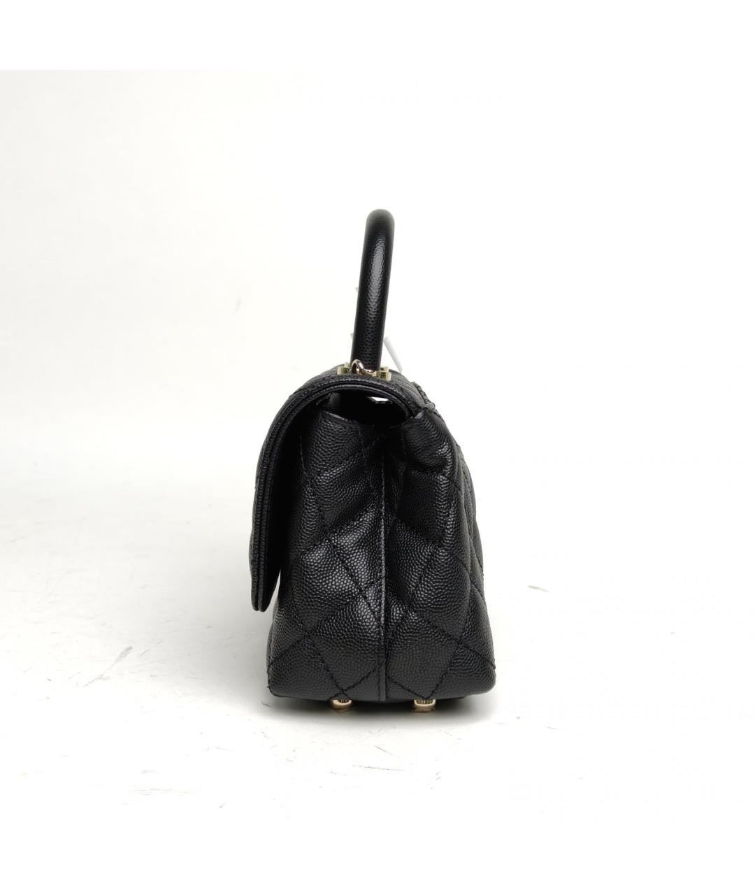 CHANEL Черная кожаная сумка с короткими ручками, фото 3