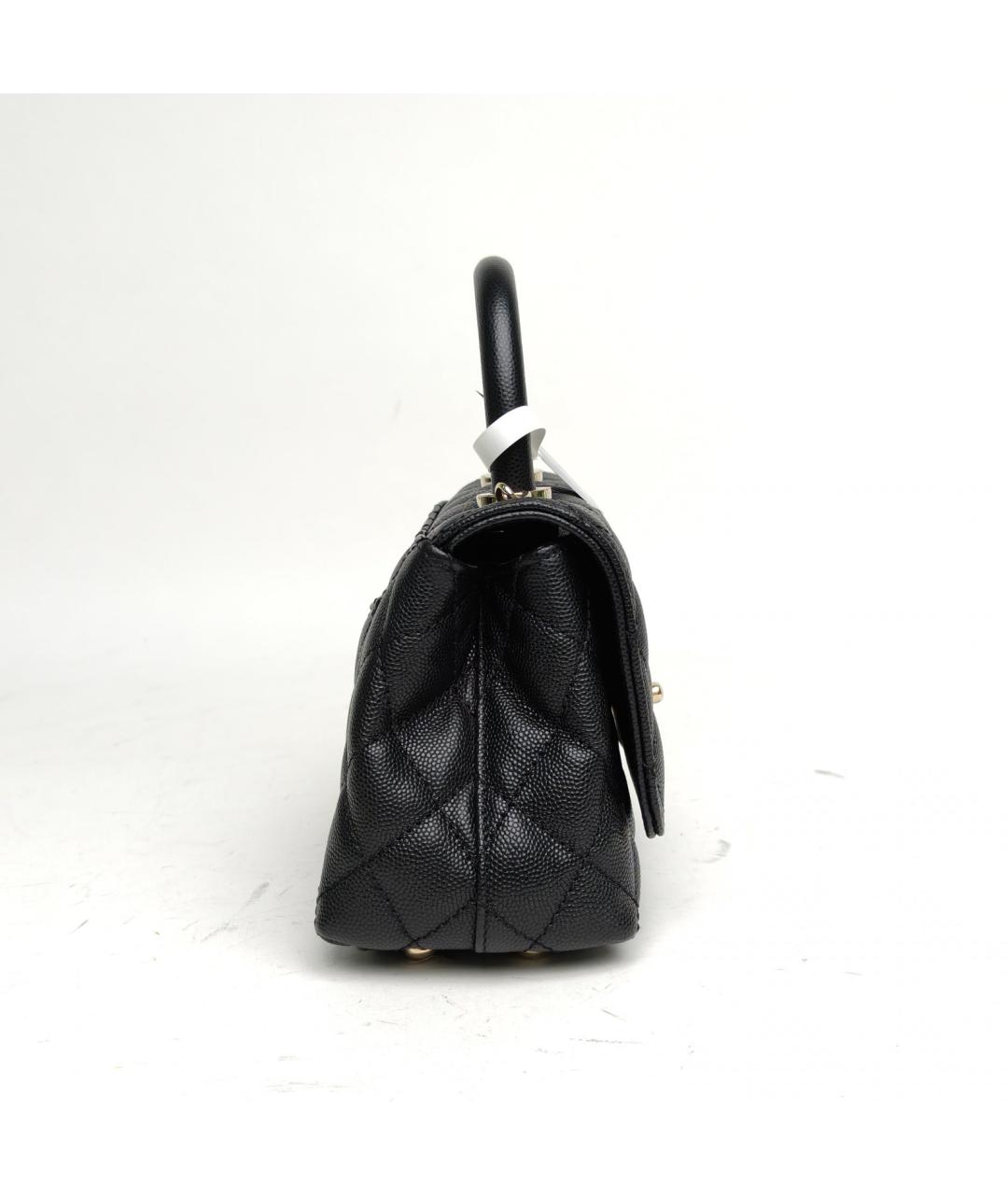 CHANEL Черная кожаная сумка с короткими ручками, фото 5