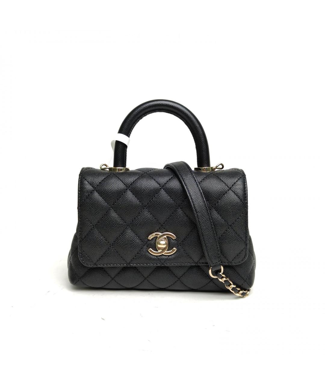 CHANEL Черная кожаная сумка с короткими ручками, фото 2
