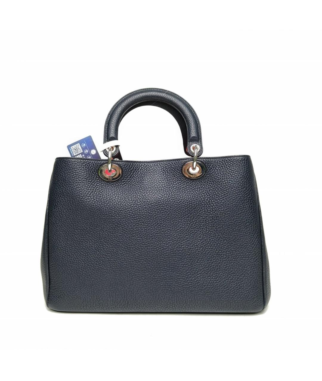 CHRISTIAN DIOR Синяя кожаная сумка с короткими ручками, фото 4