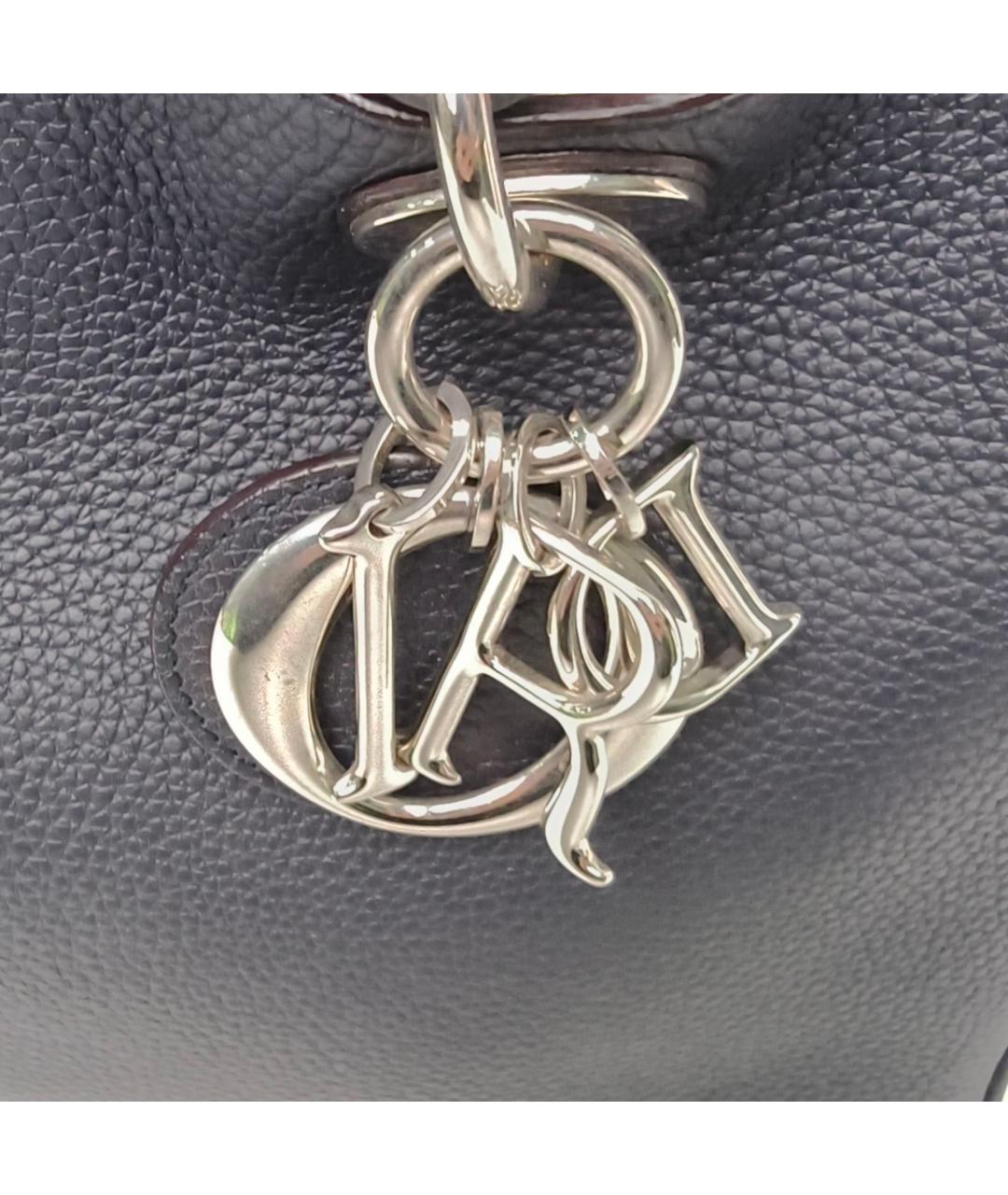 CHRISTIAN DIOR Синяя кожаная сумка с короткими ручками, фото 7