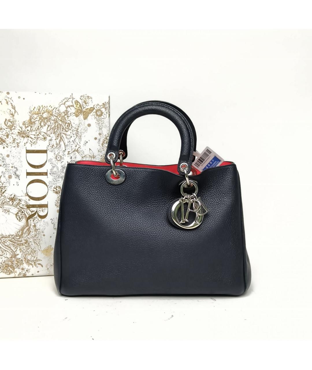 CHRISTIAN DIOR Синяя кожаная сумка с короткими ручками, фото 9