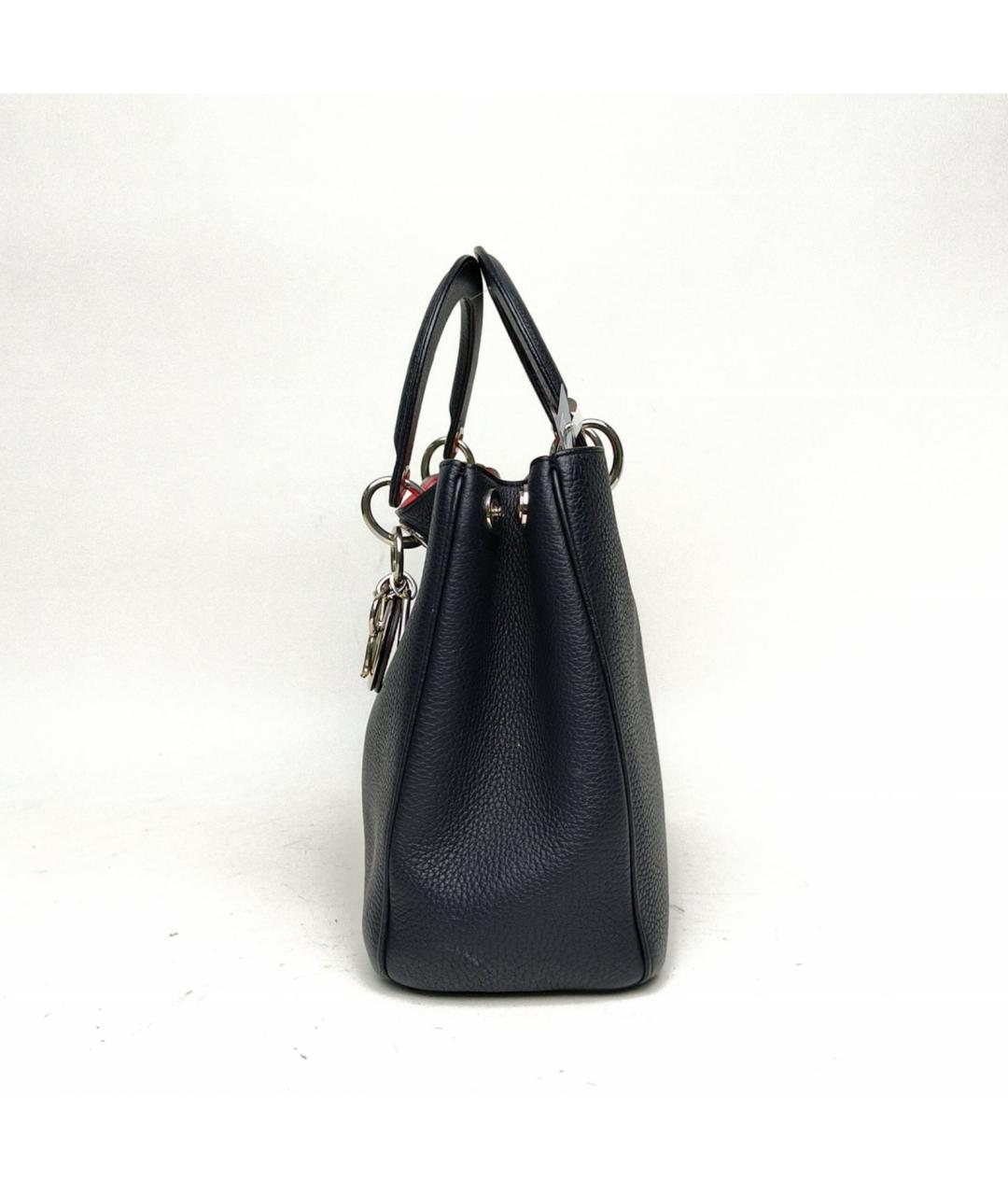 CHRISTIAN DIOR Синяя кожаная сумка с короткими ручками, фото 3