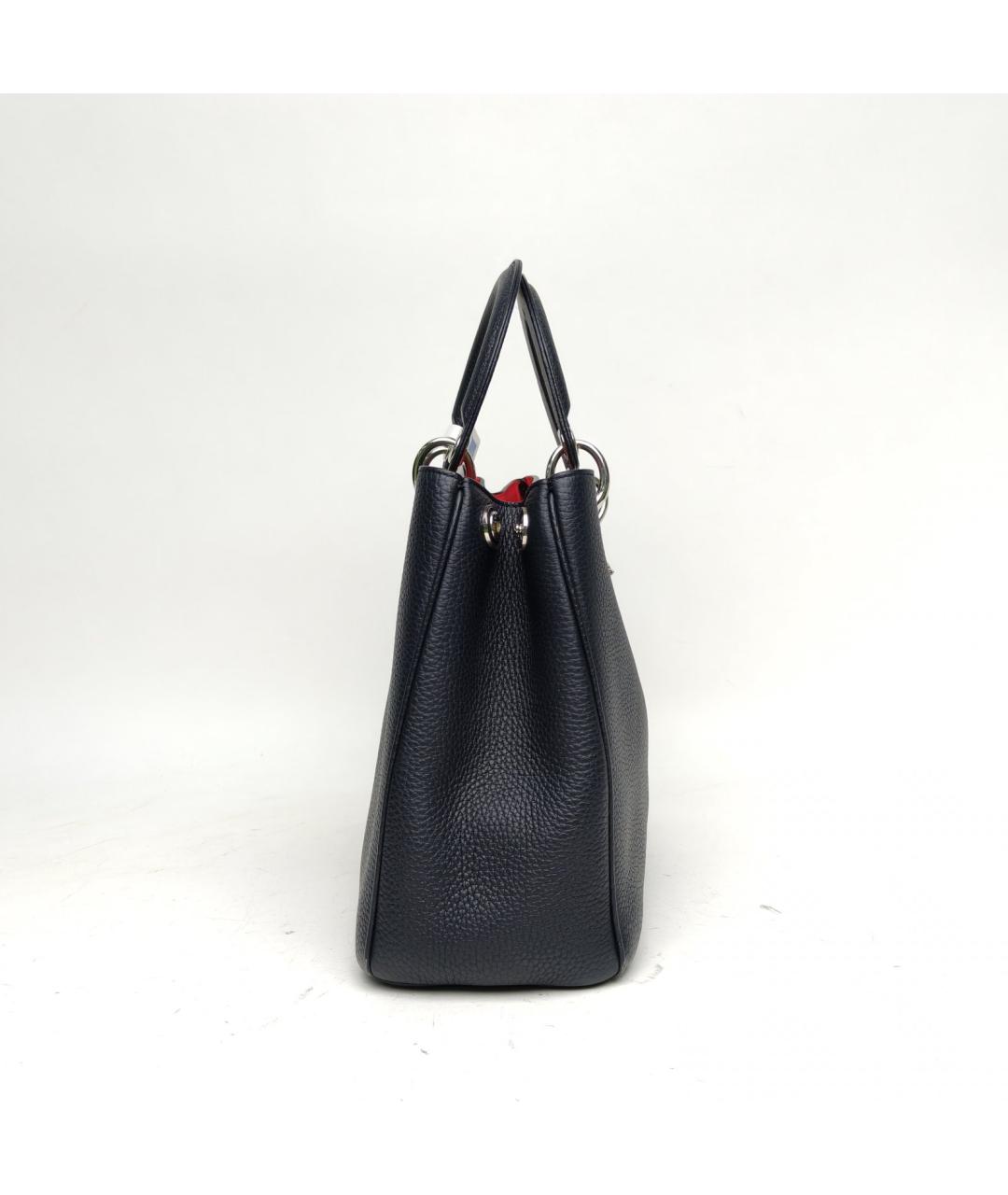 CHRISTIAN DIOR Синяя кожаная сумка с короткими ручками, фото 5