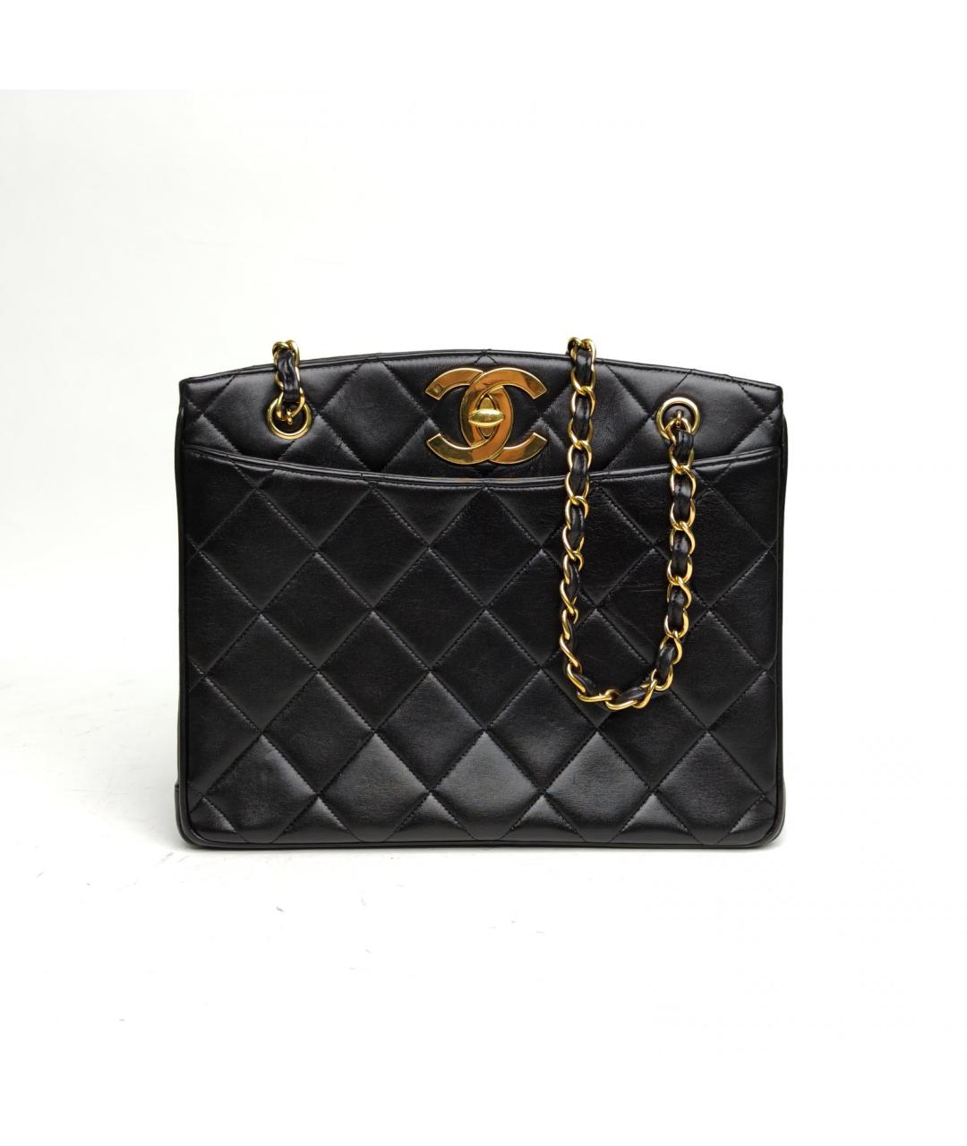 CHANEL Черная кожаная сумка тоут, фото 2