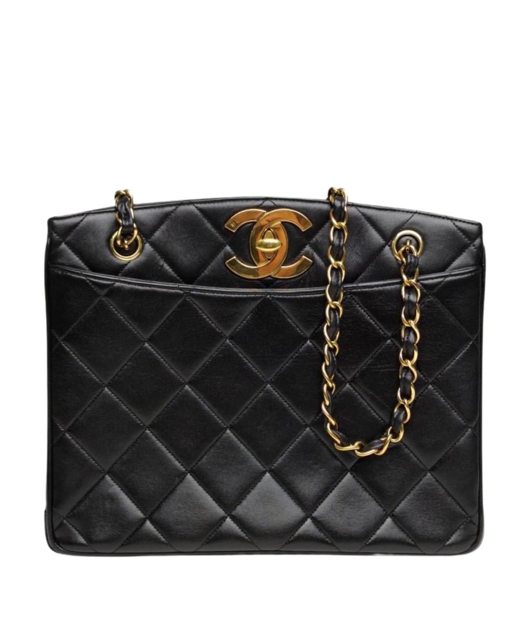 CHANEL Черная кожаная сумка тоут, фото 1