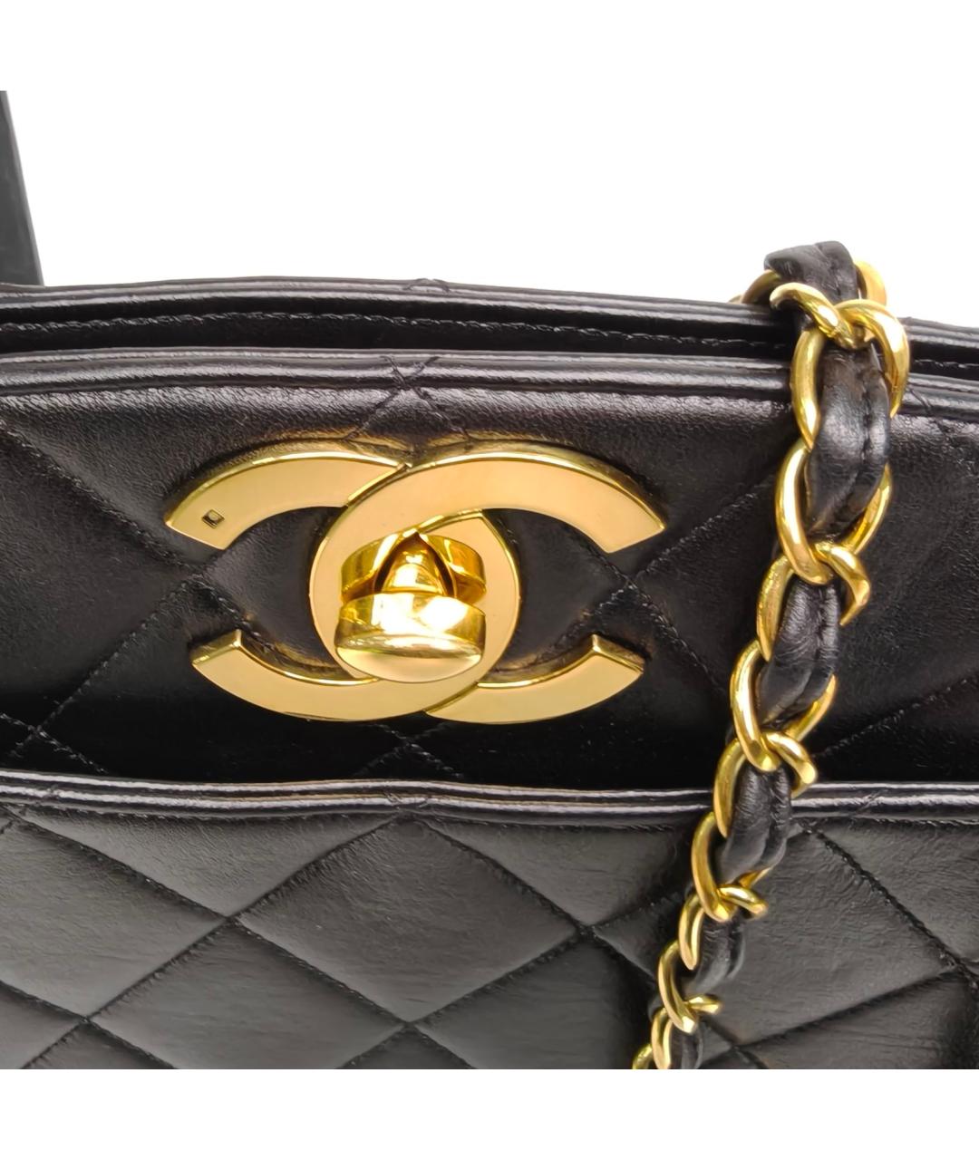 CHANEL Черная кожаная сумка тоут, фото 7