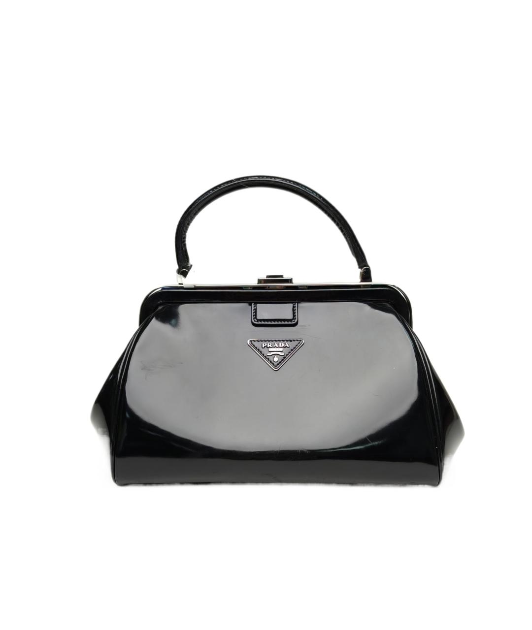 PRADA Черная сумка с короткими ручками из лакированной кожи, фото 10