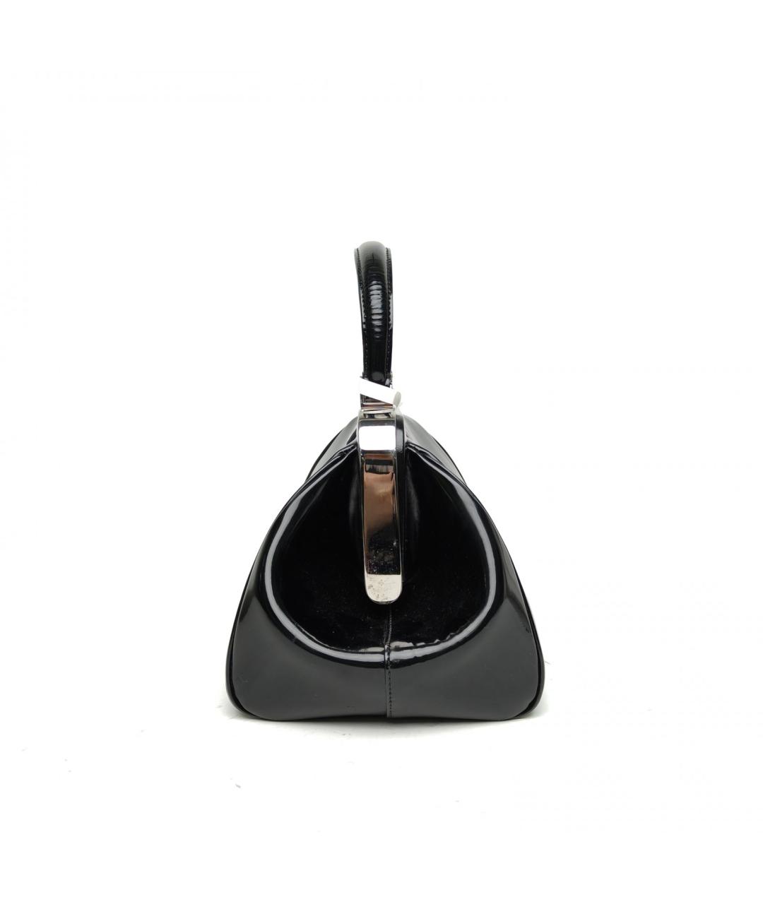 PRADA Черная сумка с короткими ручками из лакированной кожи, фото 5