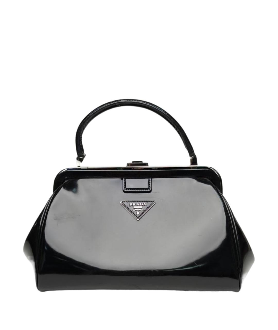 PRADA Черная сумка с короткими ручками из лакированной кожи, фото 1