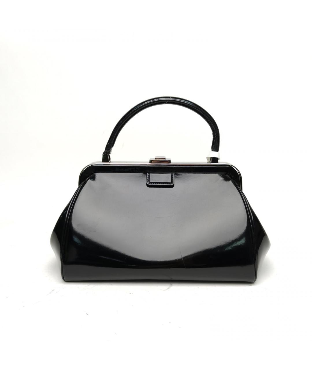 PRADA Черная сумка с короткими ручками из лакированной кожи, фото 4