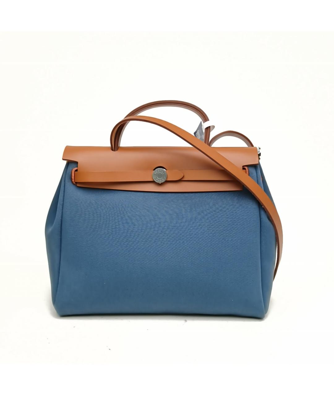 HERMES Синяя тканевая сумка с короткими ручками, фото 2
