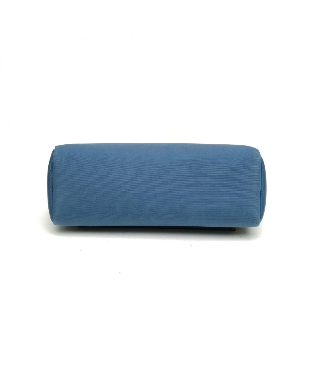 HERMES Синяя тканевая сумка с короткими ручками, фото 5