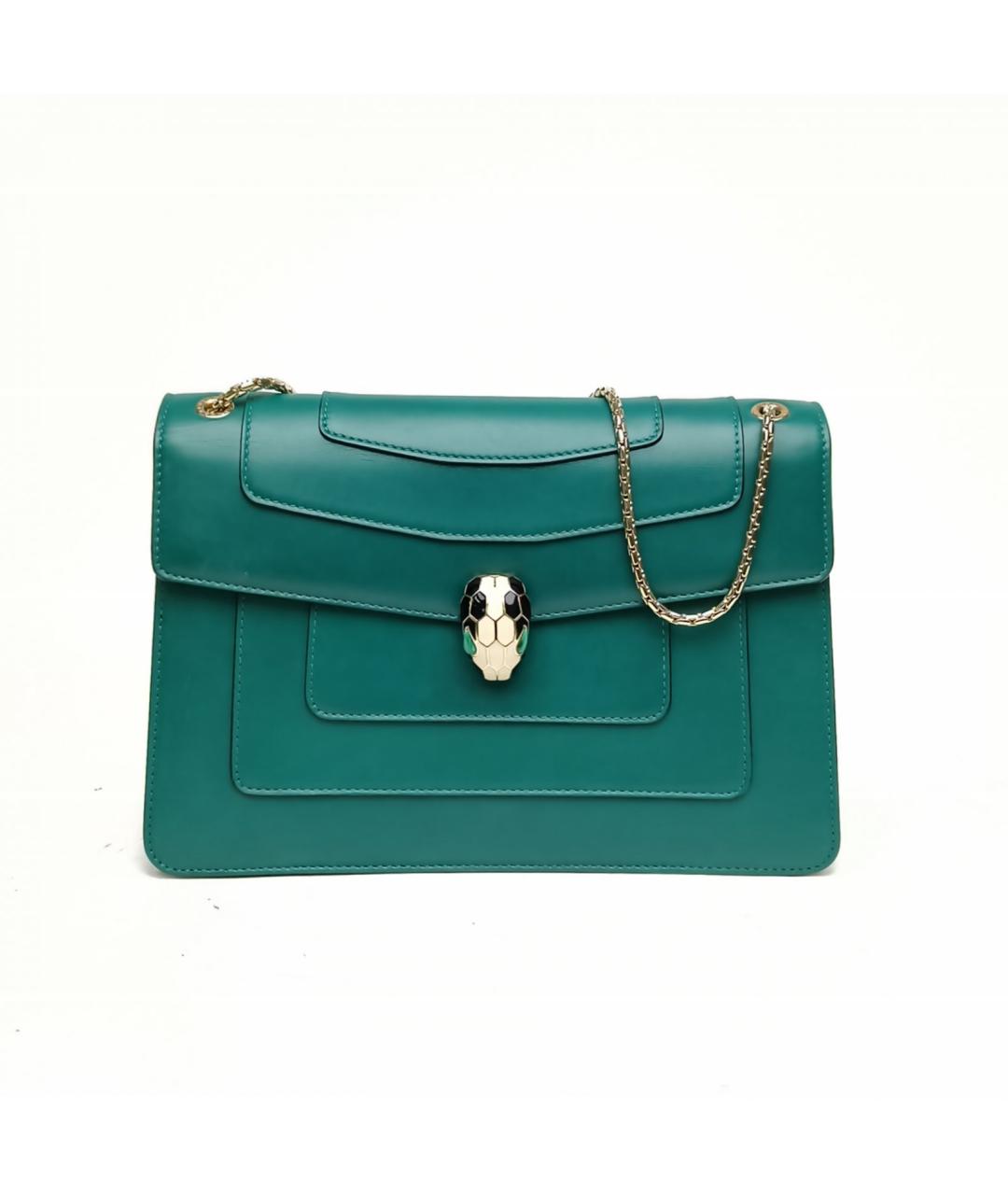 BVLGARI Зеленая кожаная сумка через плечо, фото 2