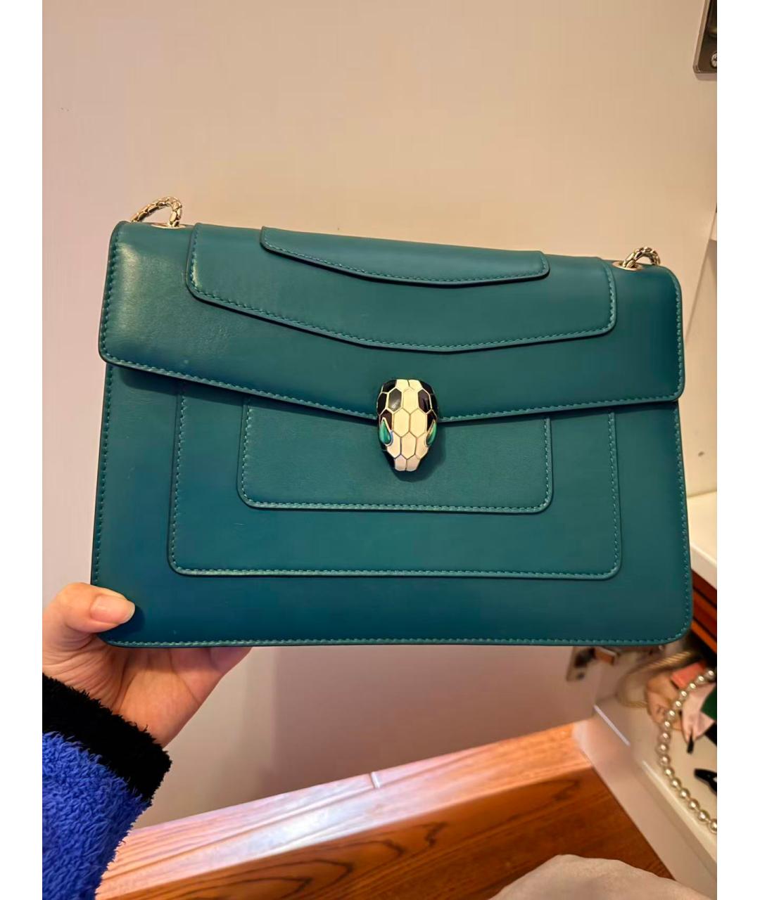 BVLGARI Зеленая кожаная сумка через плечо, фото 9