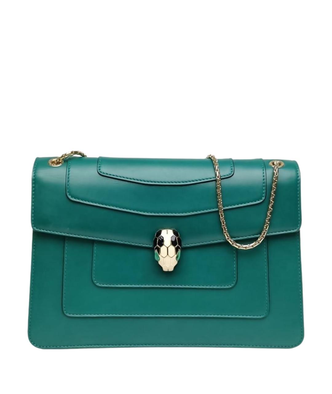 BVLGARI Зеленая кожаная сумка через плечо, фото 1