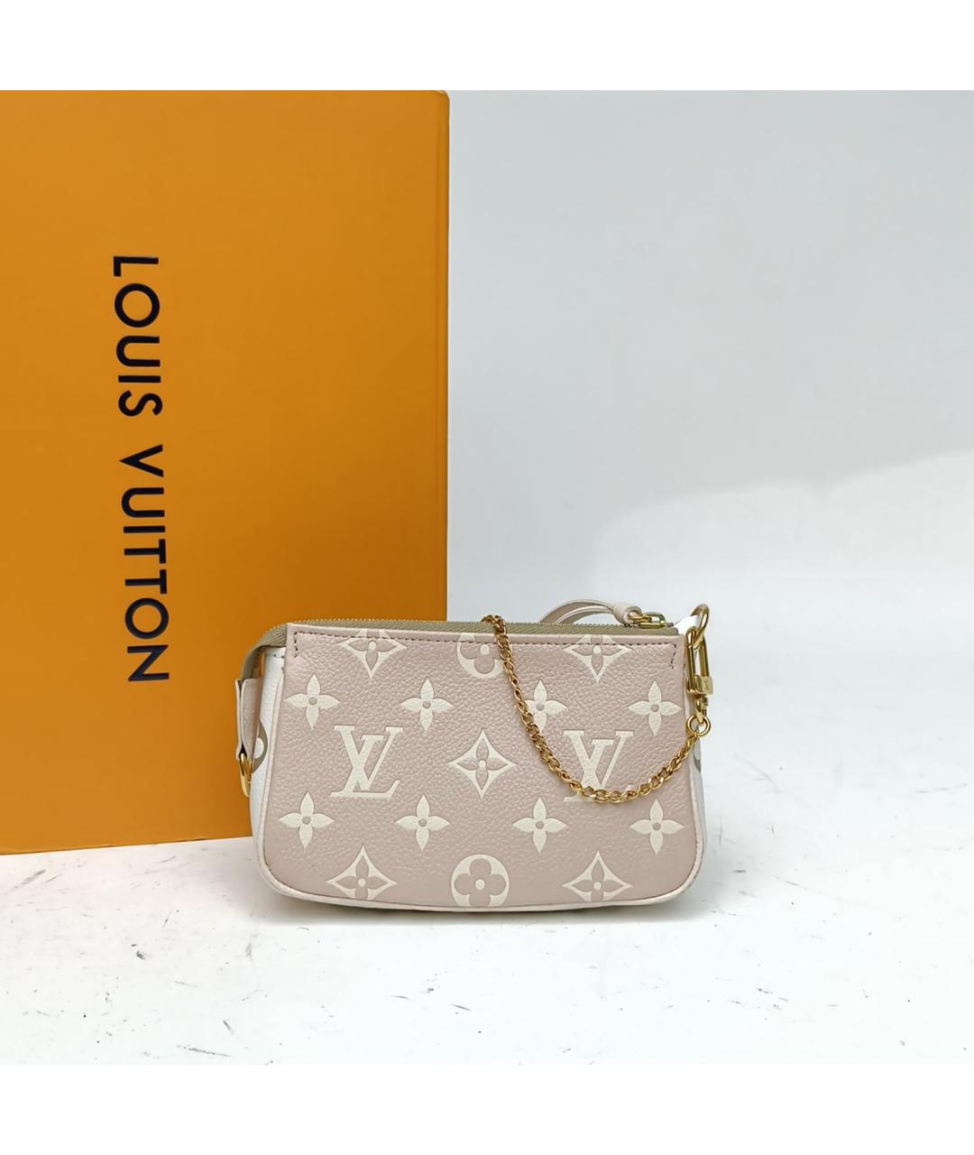 LOUIS VUITTON Бежевая кожаная сумка через плечо, фото 8