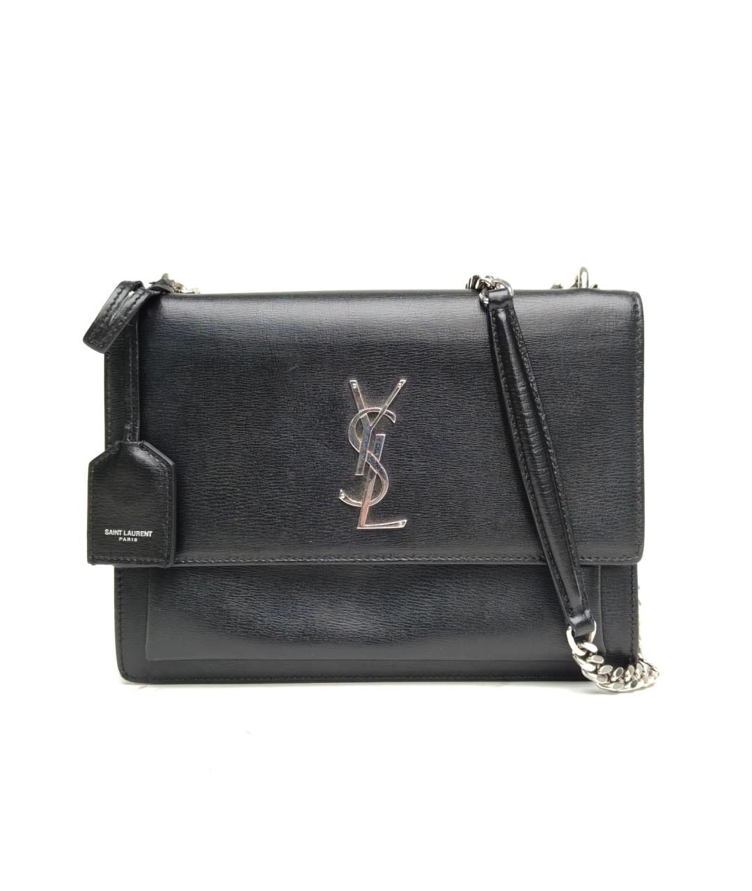 SAINT LAURENT Черная кожаная сумка через плечо, фото 2
