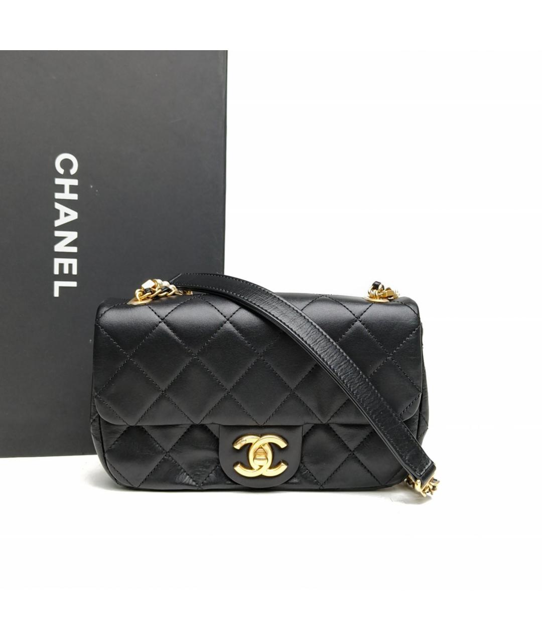 CHANEL Черная кожаная сумка через плечо, фото 9