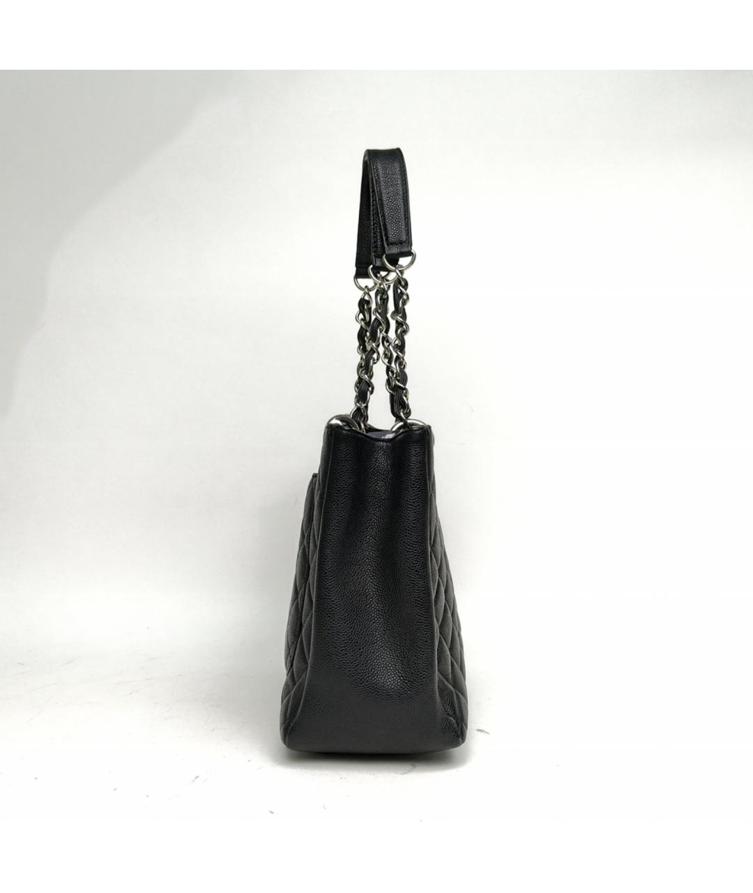 CHANEL Черная кожаная сумка тоут, фото 5