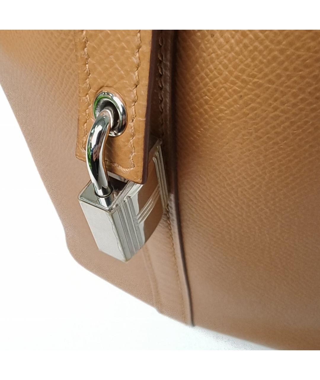 HERMES Коричневая кожаная сумка с короткими ручками, фото 7
