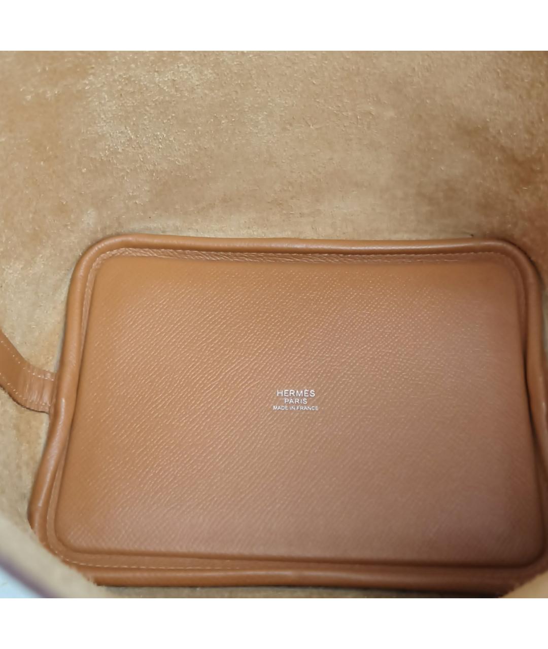 HERMES Коричневая кожаная сумка с короткими ручками, фото 8