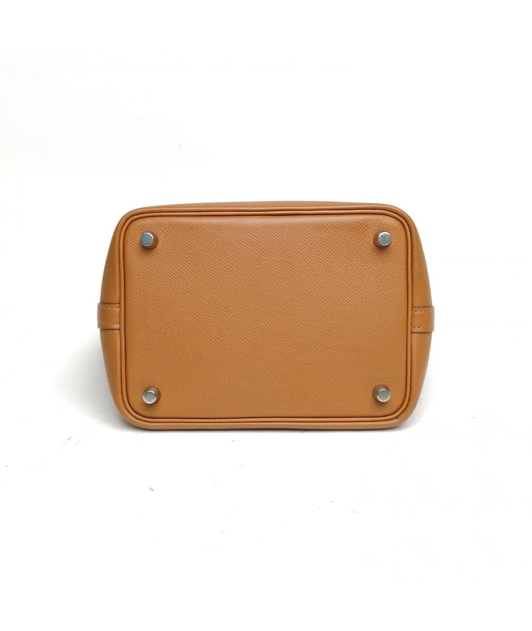 HERMES Коричневая кожаная сумка с короткими ручками, фото 6