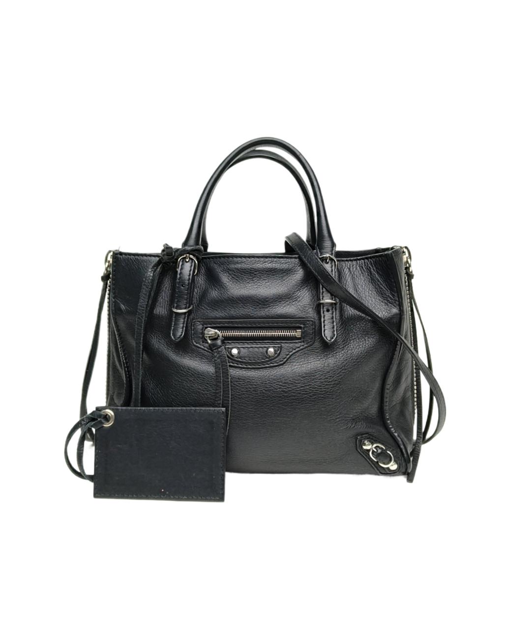 BALENCIAGA Черная кожаная сумка с короткими ручками, фото 1
