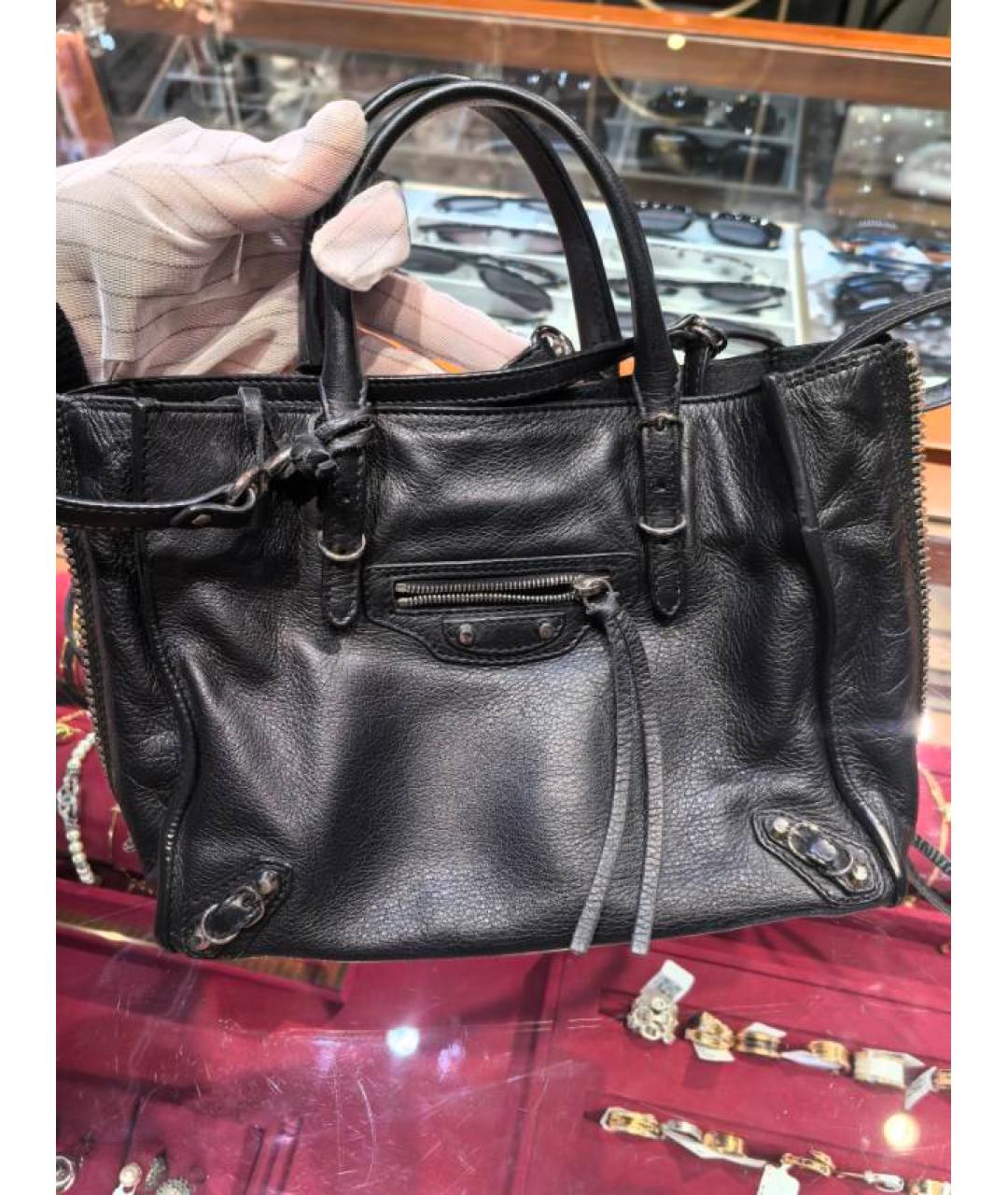 BALENCIAGA Черная кожаная сумка с короткими ручками, фото 8