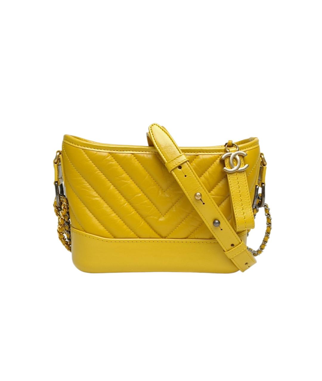 CHANEL Желтая кожаная сумка через плечо, фото 10