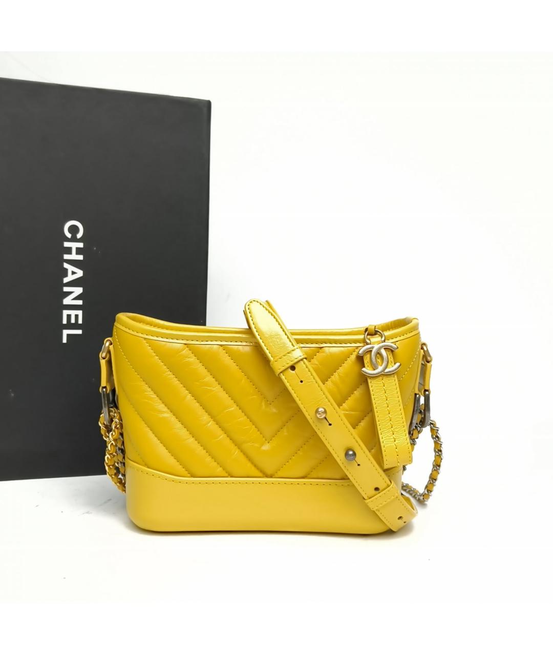 CHANEL Желтая кожаная сумка через плечо, фото 9