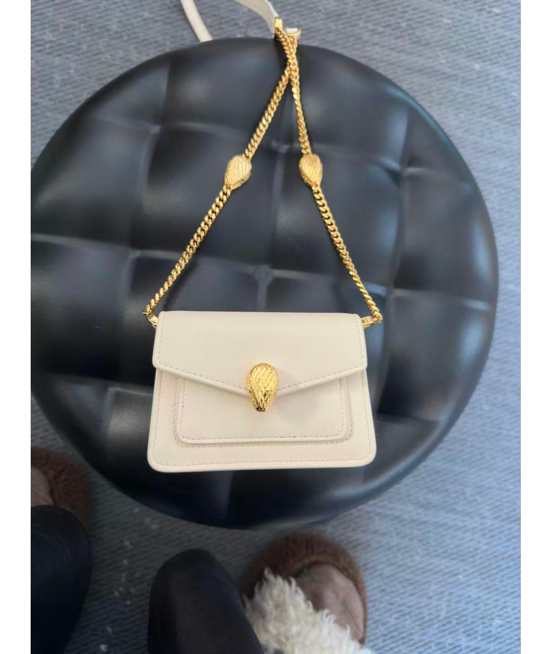 BVLGARI Белая кожаная сумка через плечо, фото 9