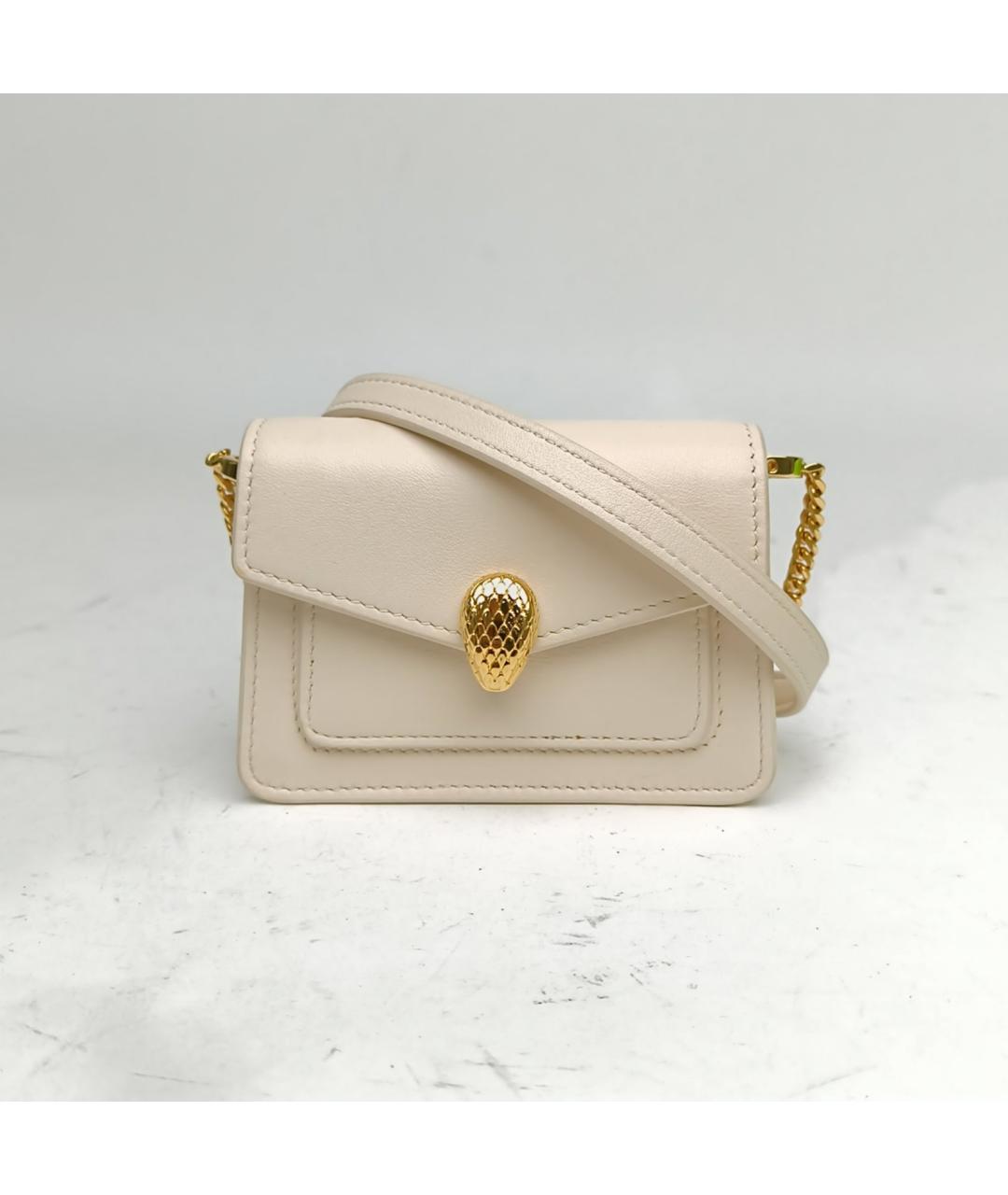 BVLGARI Белая кожаная сумка через плечо, фото 3