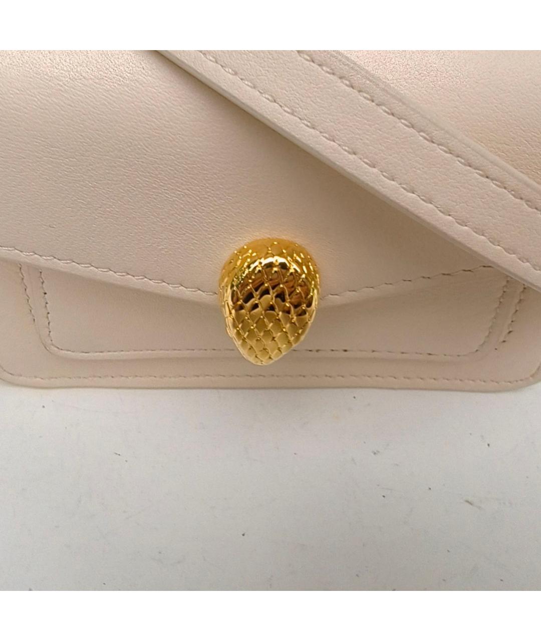 BVLGARI Белая кожаная сумка через плечо, фото 2