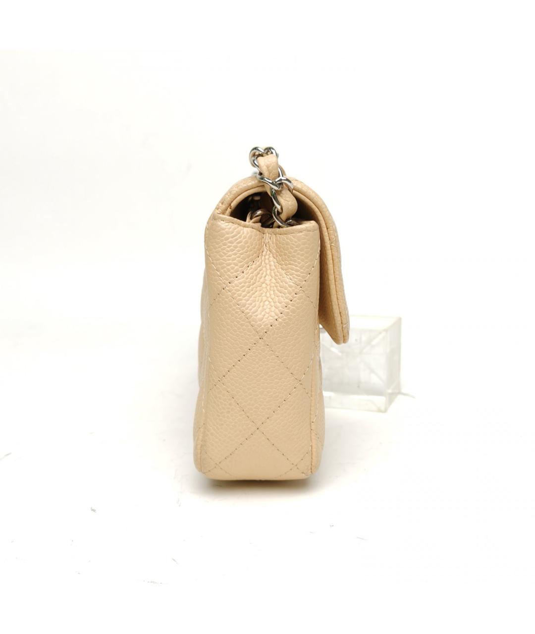 CHANEL Бежевая кожаная сумка через плечо, фото 5