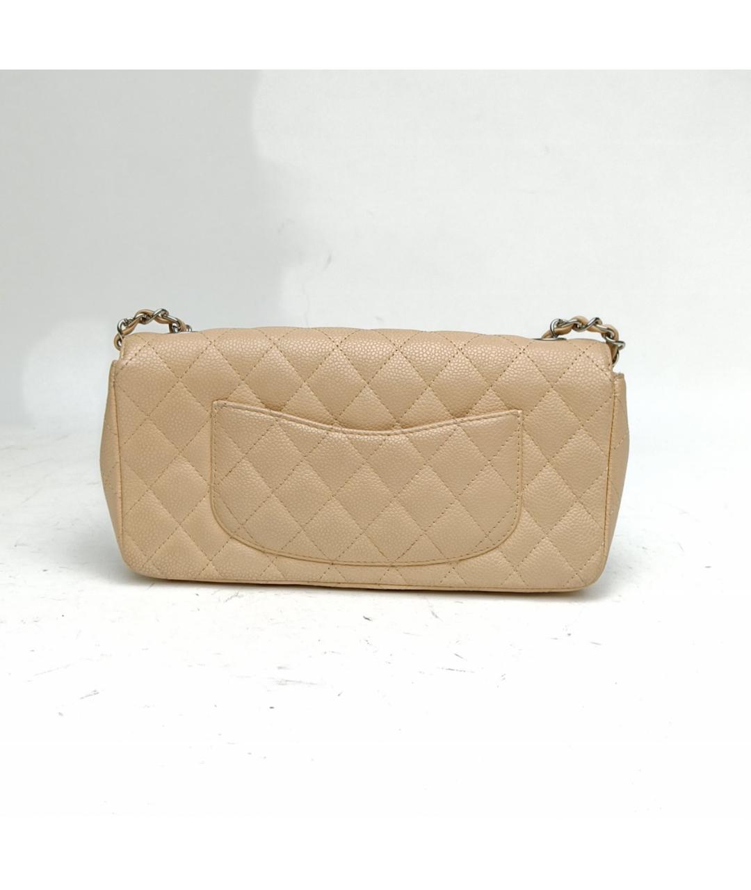 CHANEL Бежевая кожаная сумка через плечо, фото 4