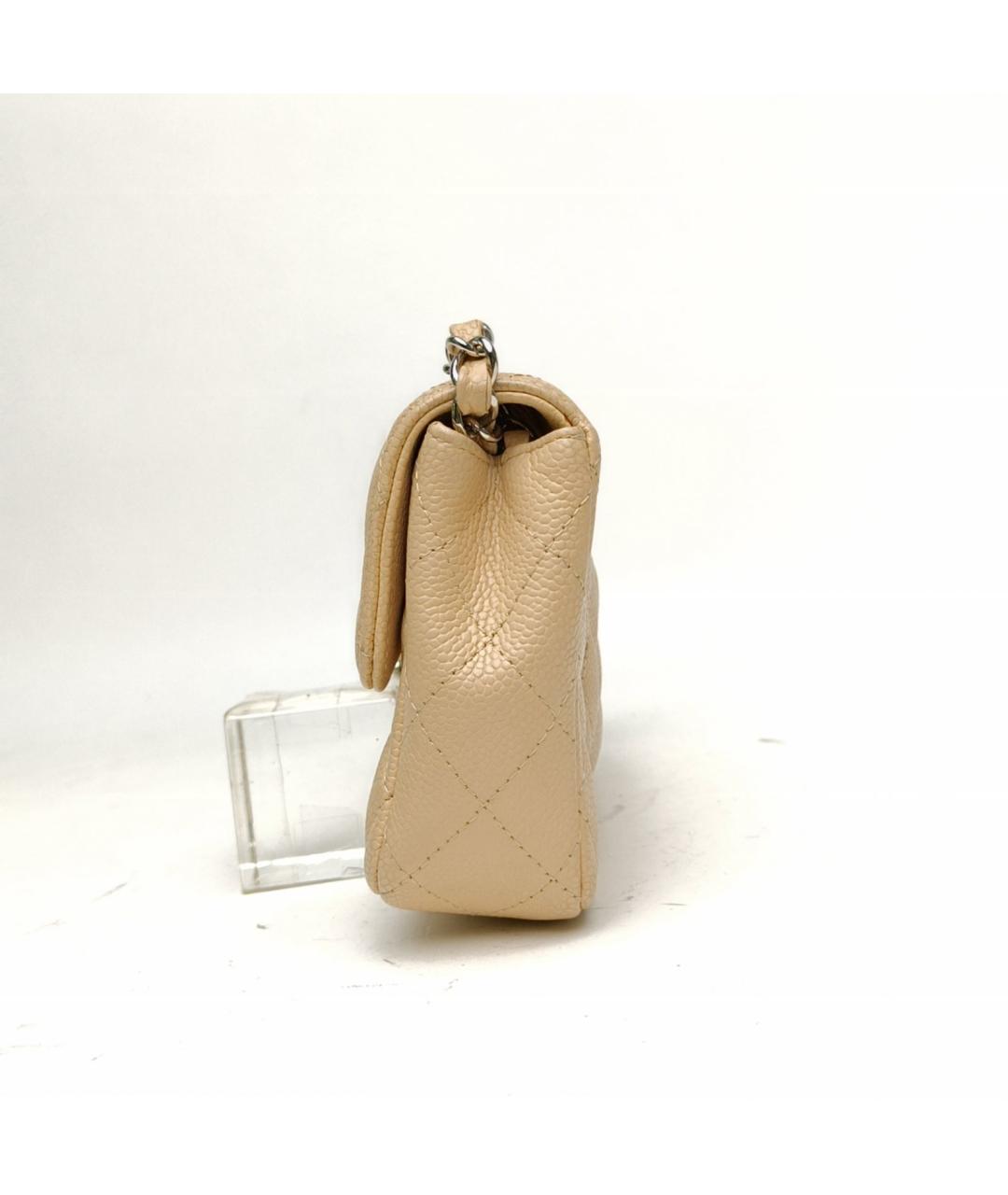 CHANEL Бежевая кожаная сумка через плечо, фото 3