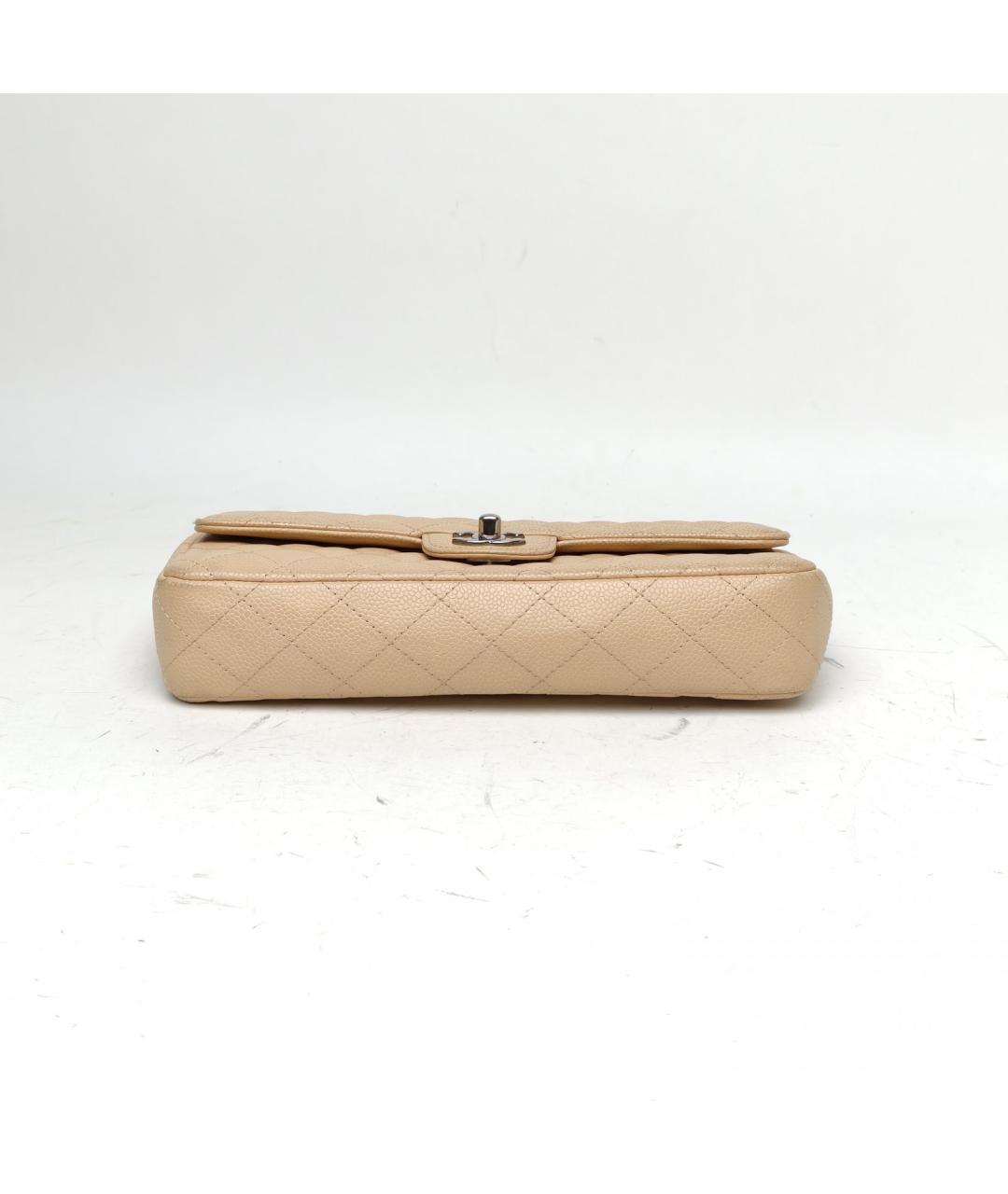 CHANEL Бежевая кожаная сумка через плечо, фото 6
