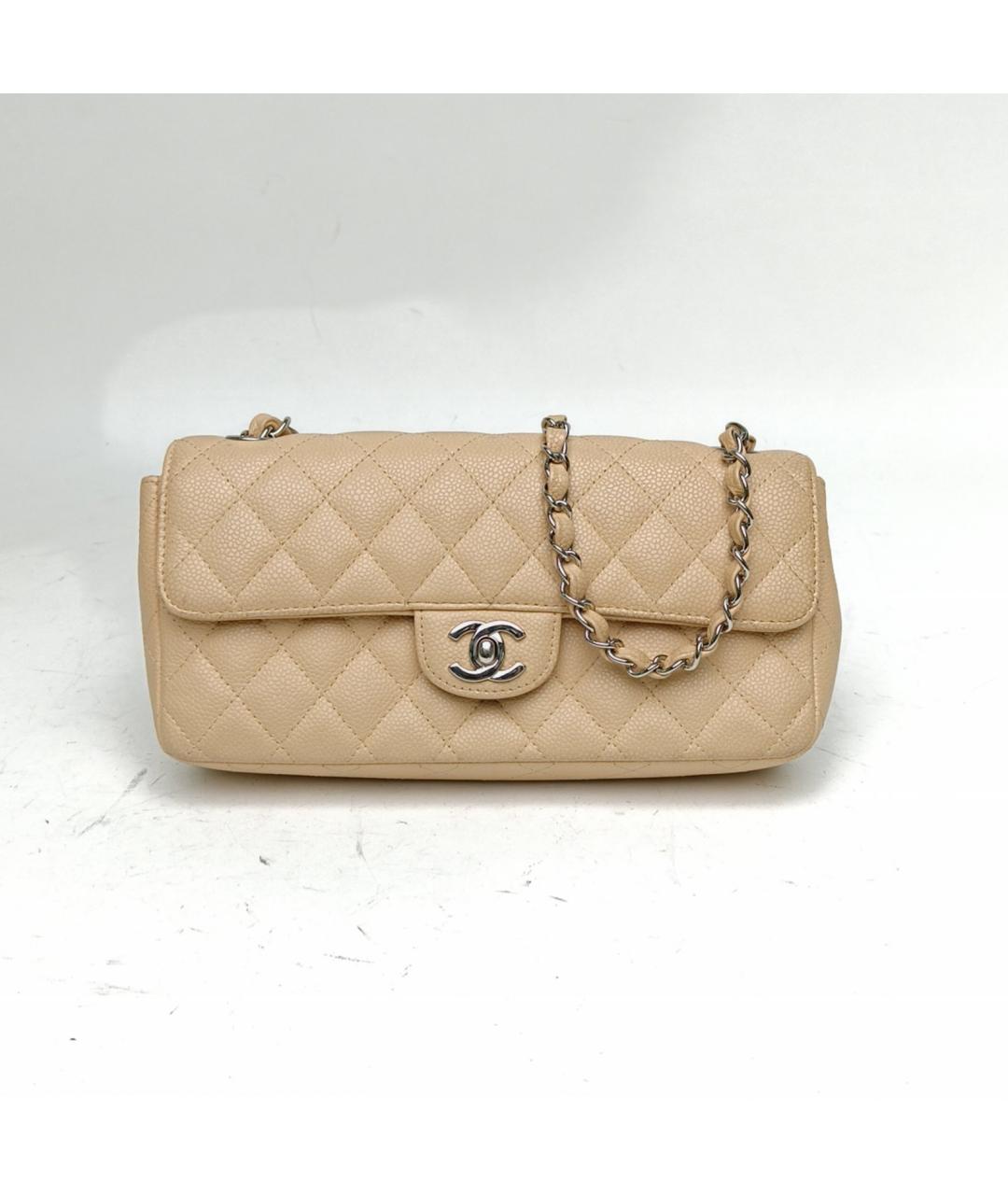 CHANEL Бежевая кожаная сумка через плечо, фото 2