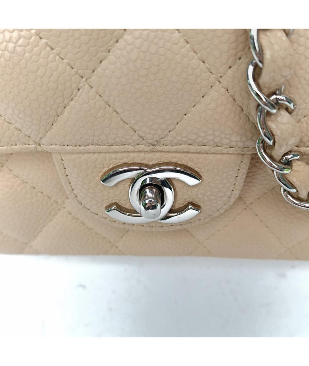 CHANEL Бежевая кожаная сумка через плечо, фото 8