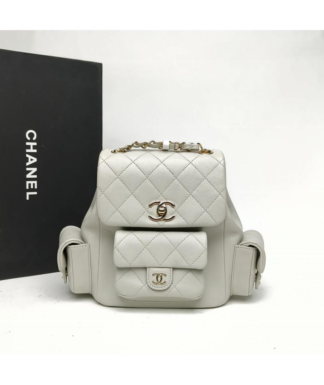 CHANEL Белый кожаный рюкзак, фото 9