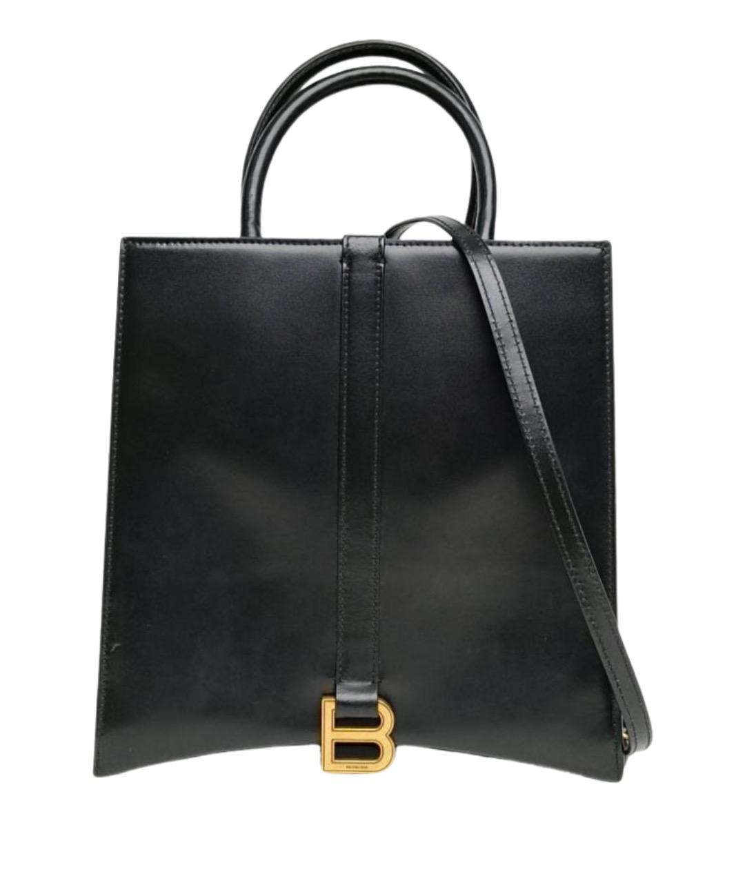 BALENCIAGA Черная кожаная сумка тоут, фото 1