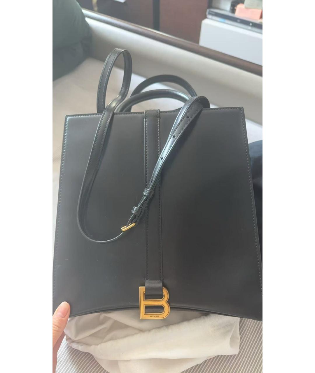 BALENCIAGA Черная кожаная сумка тоут, фото 9
